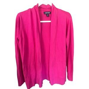 Lands’ End Pink Cardigan M Petite Speckled Knit Soft Girl Aesthetic Cozy Layer